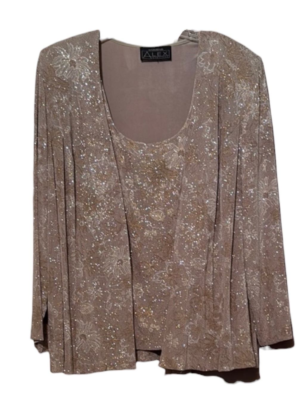 ALEX EVENINGS Sparkle Taupe Knit Cardigan & Tank Set Size 3X — NWT -- STUNNING!! - Picture 3 of 11